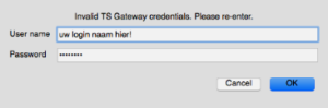 Verkeerde / oude credentials bij Gateway