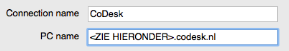 Vul de PC naam in  (naam van de Farm)