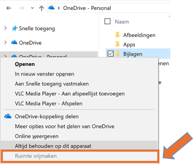 Free up space / Ruimte vrijmaken voor SharePoint en OneDrive