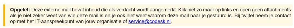 Opgelet mogelijk SPAM notificatie